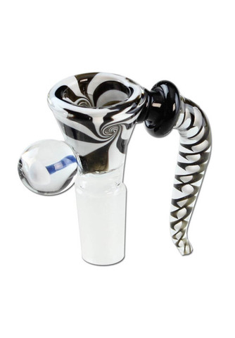 Black Leaf Glaskunstkopf, Wirbel schwarz/weiß, NS 14 (14,5)